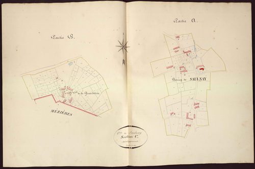 Saulnay - Section C, feuille de développement (bourg de Saulnay, village de la Girardetrie).