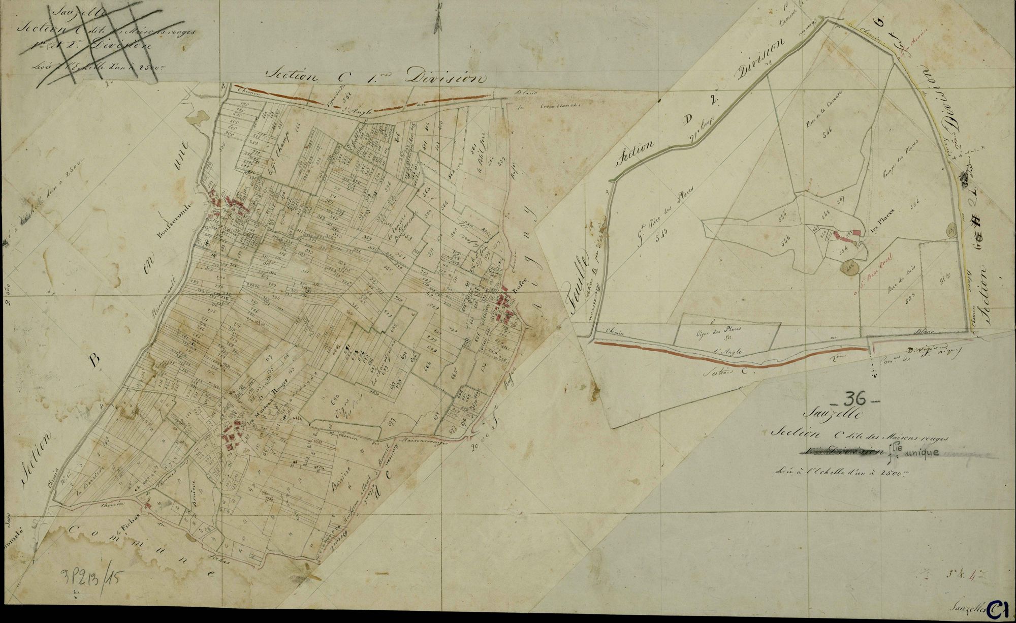 Sauzelles - Section C, dite des Maisons rouges.