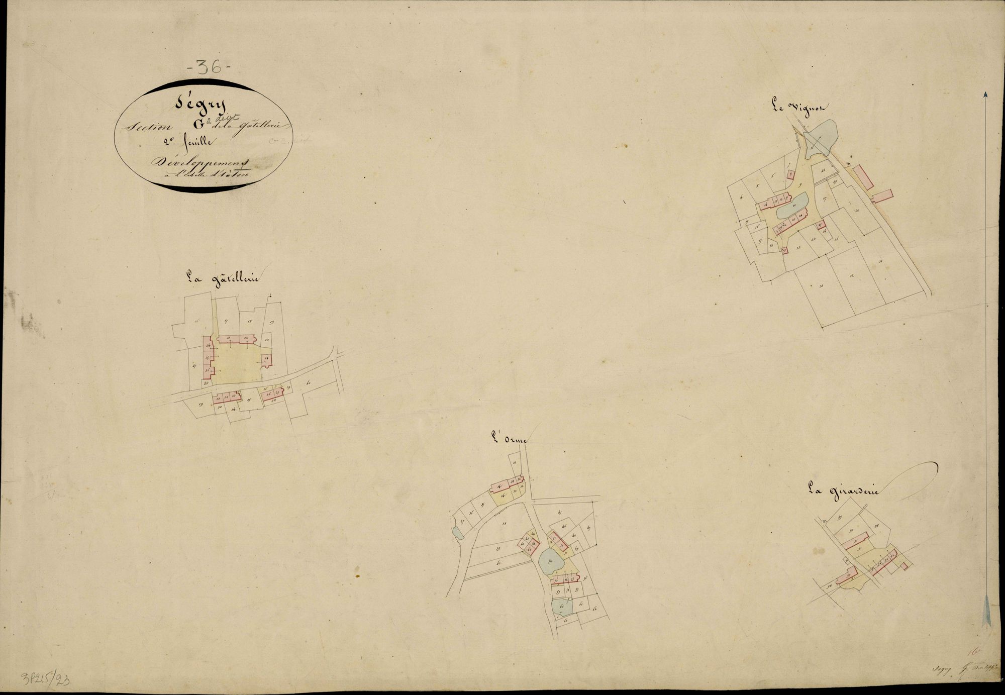 Ségry - Section G2, feuille de développement (La Gâtellerie, l'Orme, la Girarderie, le Vignot).