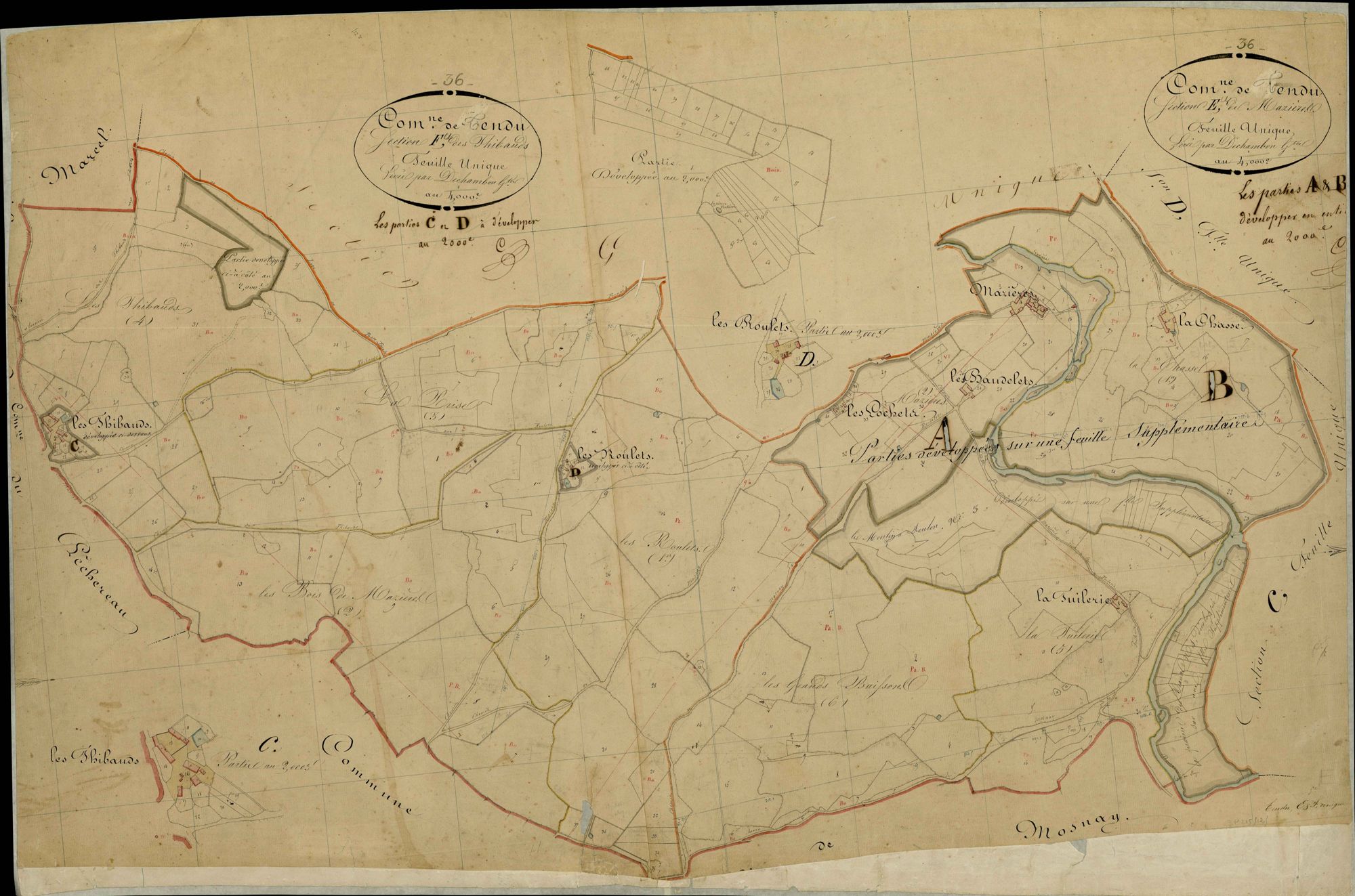 Tendu - Section E, dite de Mazières, et section F, dite des Thibauds.