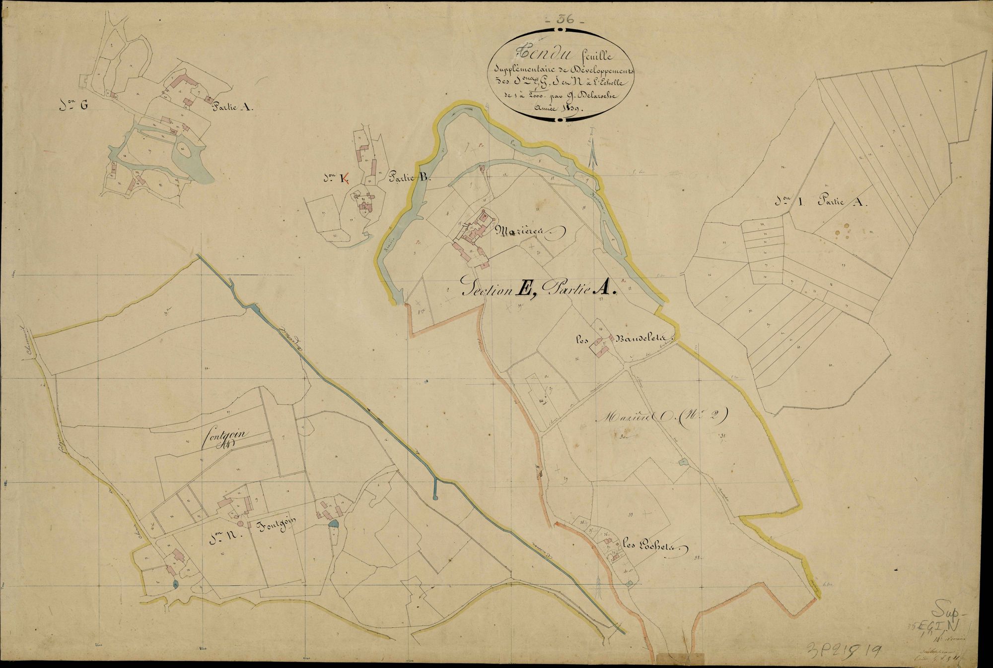 Tendu - Sections E, G, I, N, feuille supplémentaire de développement.