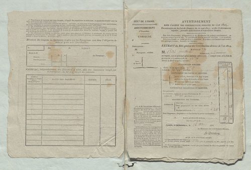 Thizay - Avertissement pour l’acquit des contributions directes de l’an 1824 et de l’an 1825