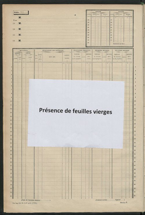 Matrice des propriétés non bâties, fol. 489 à 1088.