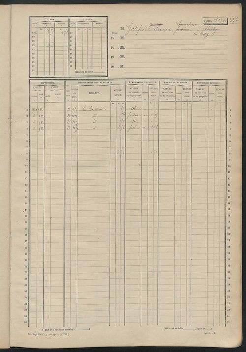 Matrice des propriétés non bâties, fol. 1089 à 1405.