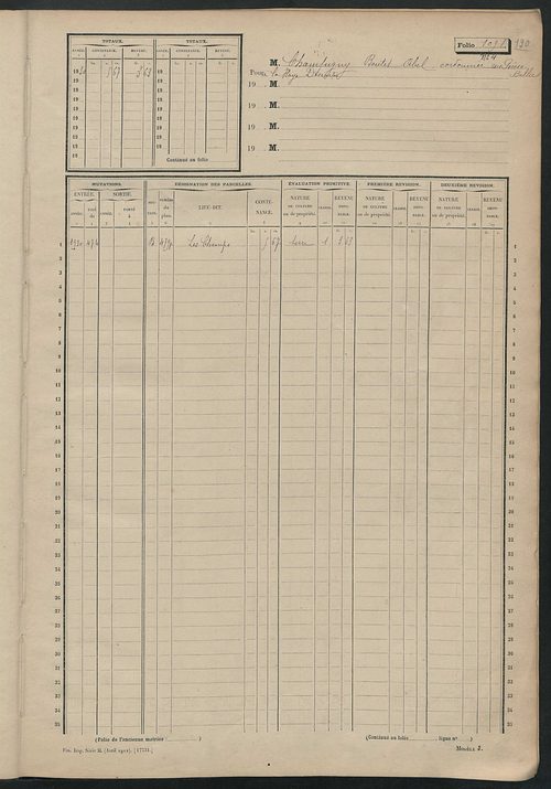 Matrice des propriétés non bâties, fol. 1089 à 1405.