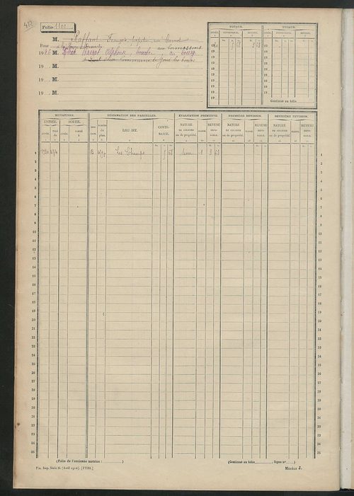 Matrice des propriétés non bâties, fol. 1089 à 1405.