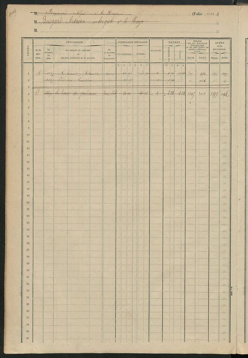 Matrice des propriétés foncières, fol. 1001 à 1261.