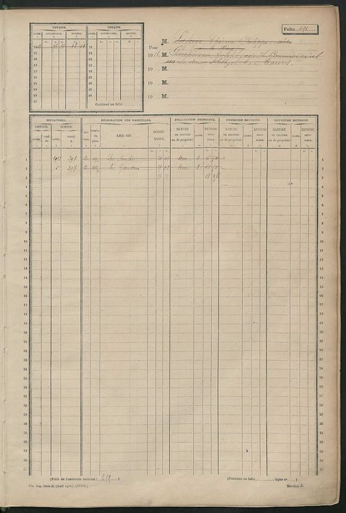 Matrice des propriétés non bâties, fol. 489 à 1088.