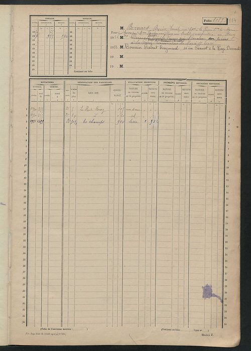 Matrice des propriétés non bâties, fol. 1089 à 1405.