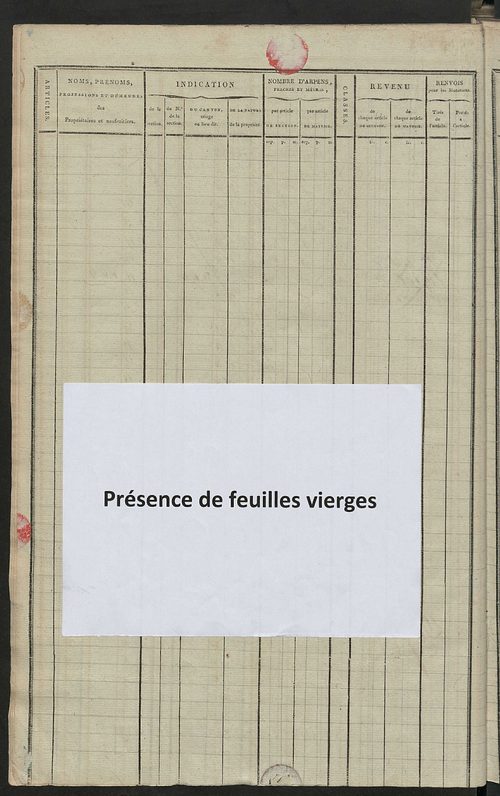 Matrice de rôle pour la contribution cadastrale, art. 168 bis à 310.