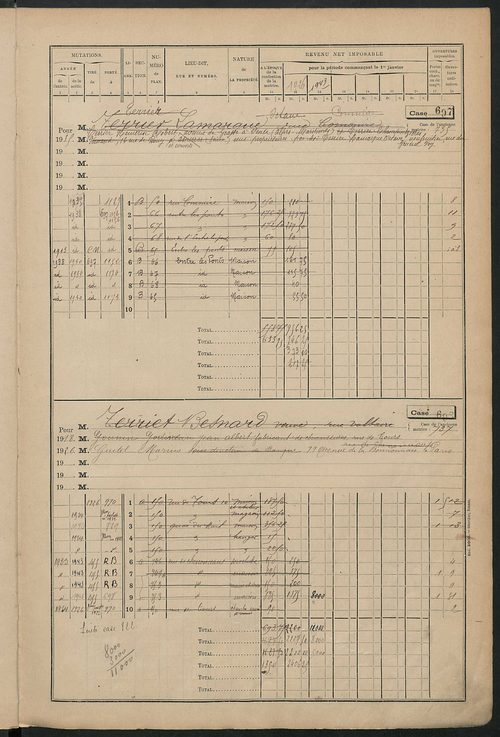 Matrice des propriétés bâties, cases 673 à 1285.