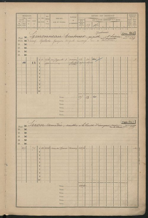 Matrice des propriétés bâties, cases 673 à 1285.