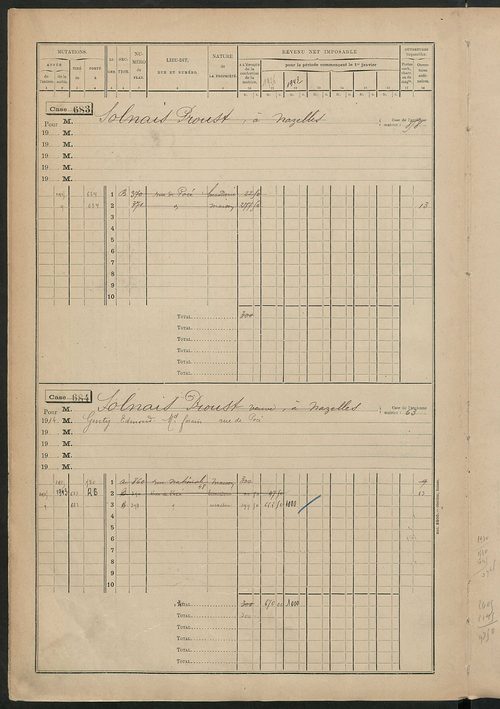 Matrice des propriétés bâties, cases 673 à 1285.