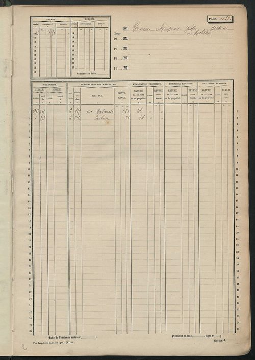 Matrice des propriétés non bâties, fol. 1089 à 1273.