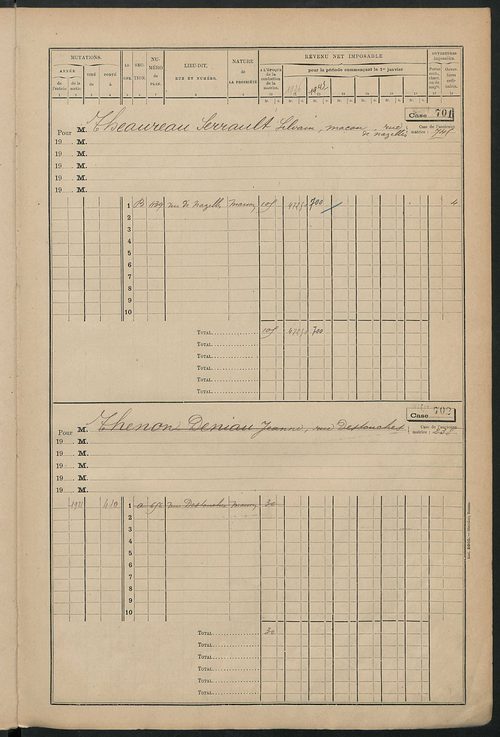 Matrice des propriétés bâties, cases 673 à 1285.