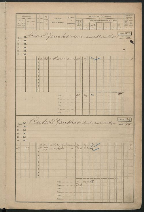 Matrice des propriétés bâties, cases 673 à 1285.