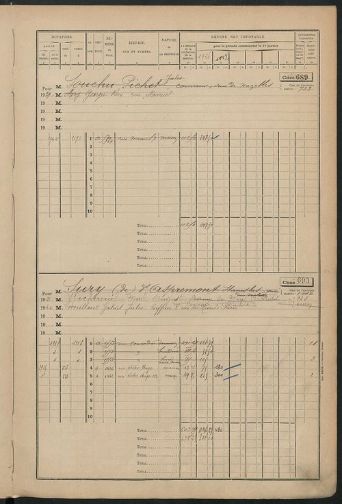 Matrice des propriétés bâties, cases 673 à 1285.