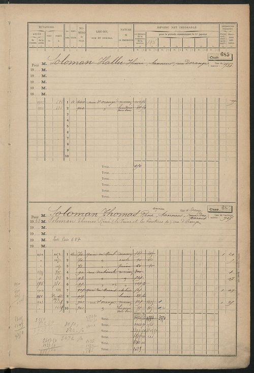 Matrice des propriétés bâties, cases 673 à 1285.