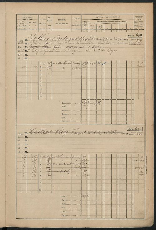 Matrice des propriétés bâties, cases 673 à 1285.