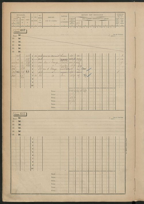 Matrice des propriétés bâties, cases 673 à 1285.