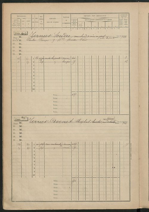 Matrice des propriétés bâties, cases 673 à 1285.