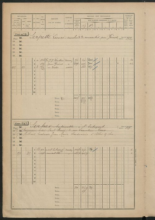 Matrice des propriétés bâties, cases 673 à 1285.