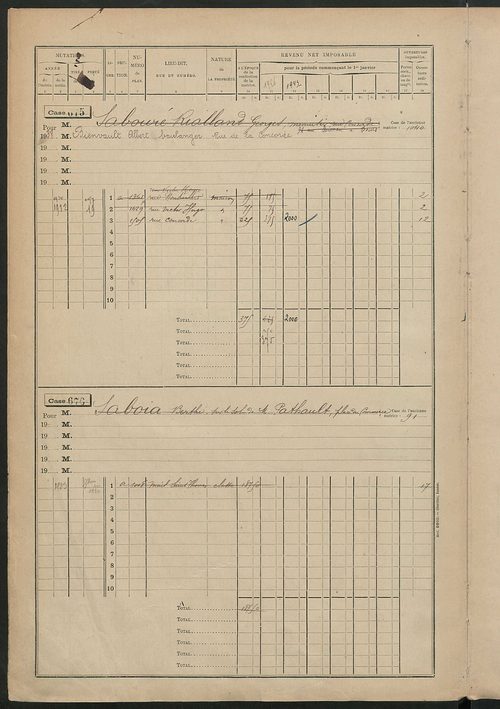 Matrice des propriétés bâties, cases 673 à 1285.