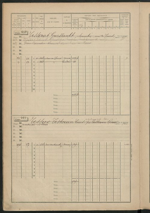 Matrice des propriétés bâties, cases 673 à 1285.