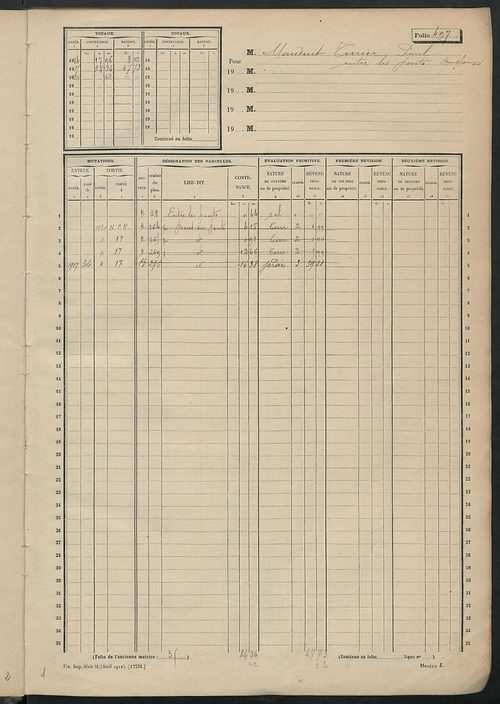 Matrice des propriétés non bâties, fol. 489 à 1088.