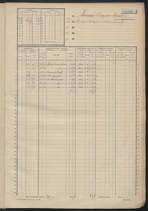 Matrice des propriétés non bâties, fol. 493 à 988.