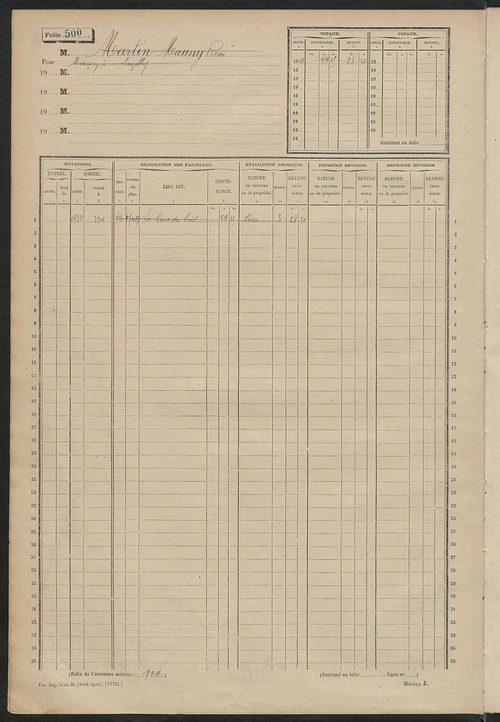 Matrice des propriétés non bâties, fol. 493 à 988.