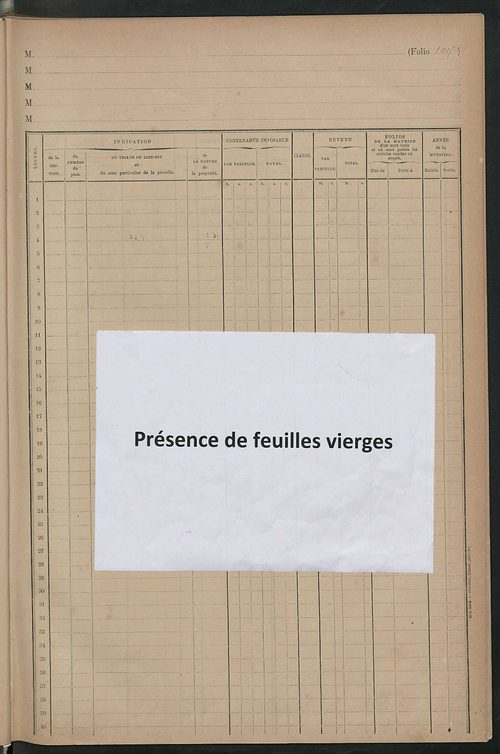 Matrice des propriétés foncières, fol. 1009 à 1162.