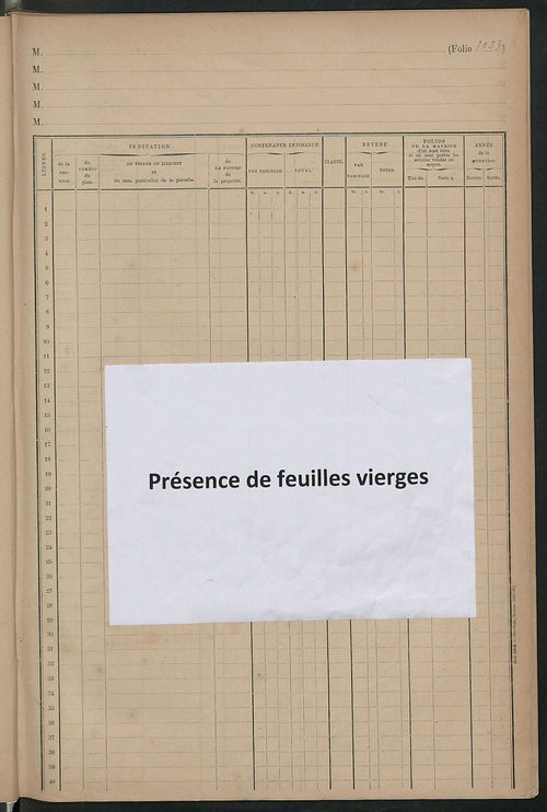 Matrice des propriétés foncières, fol. 1009 à 1162.