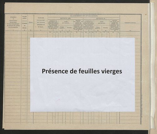 Tableau présentant les augmentations et les diminutions survenues dans la matière imposable ; récapitulation ; table alphabétique des propriétaires ; matrice des propriétés non bâties, fol. 1 à 486.