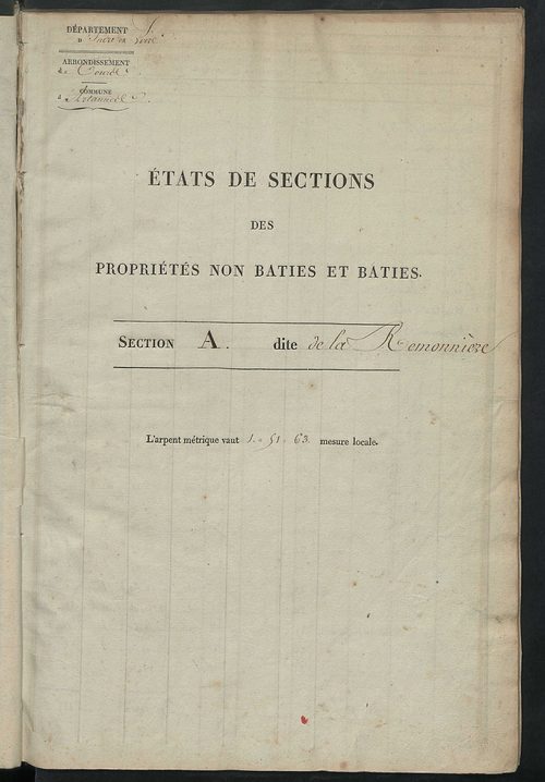 Etats de sections des propriétés non bâties et bâties.