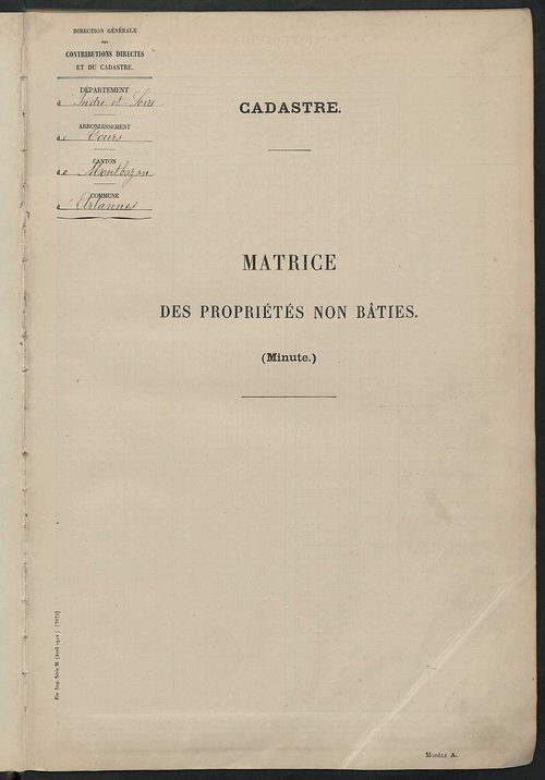Tableau présentant les augmentations et les diminutions survenues dans la matière imposable ; récapitulation ; table alphabétique des propriétaires ; matrice des propriétés non bâties, fol. 1 à 488.