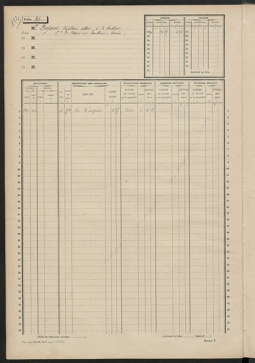 Matrice des propriétés non bâties, fol. 493 à 570.