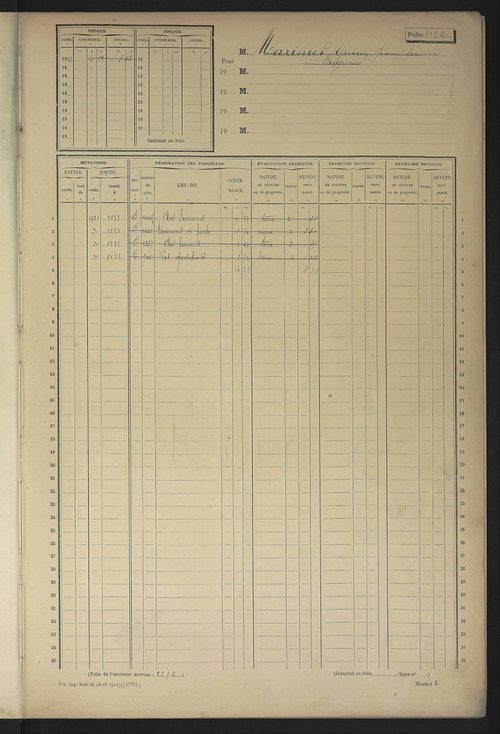 Matrice des propriétés non bâties, fol. 1192 à 1791.