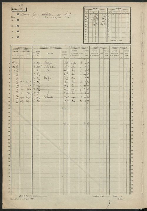 Matrice des propriétés non bâties, fol. 1792 à 2295.