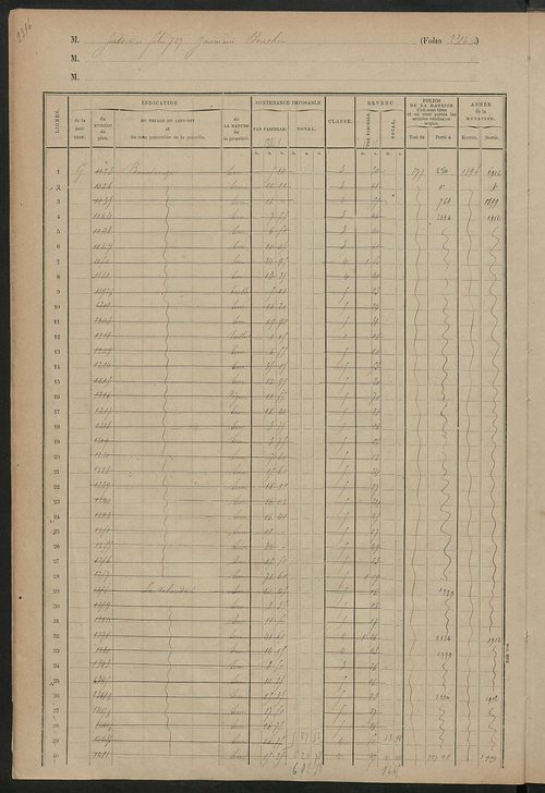Matrice des propriétés foncières, fol. 2303 à 2738.