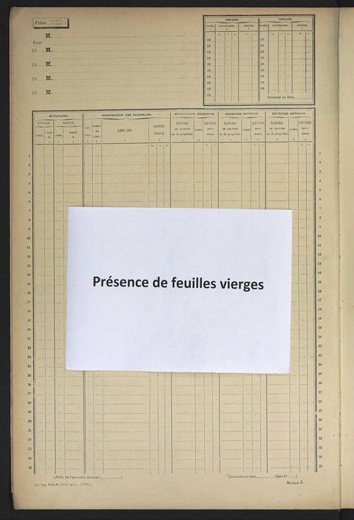 Matrice des propriétés non bâties, fol. 1192 à 1791.
