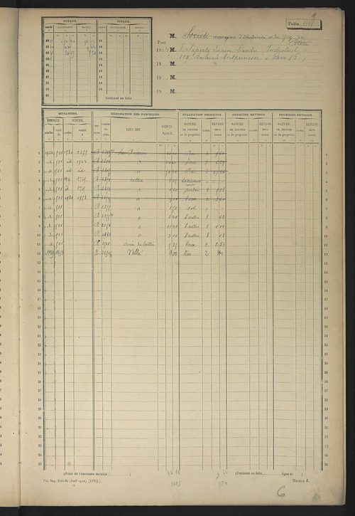 Matrice des propriétés non bâties, fol. 1192 à 1791.