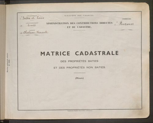 Table des comptes de la matrice. Comptes actifs personnes morales et A - F.