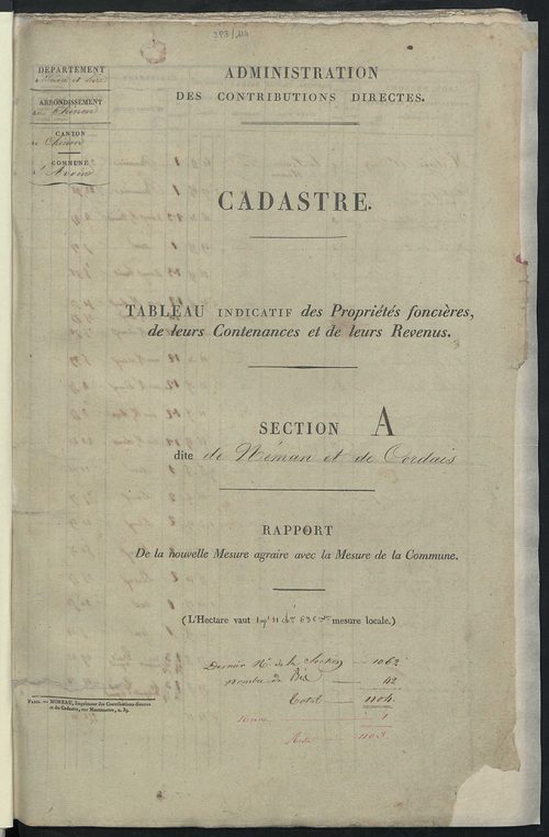 Etats de sections.
