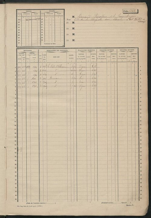 Matrice des propriétés non bâties, fol. 1199 à 1798.