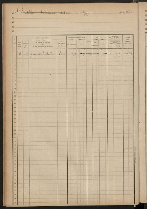 Matrice des propriétés foncières, fol. 2462 à 2674 ; table alphabétique des propriétaires.