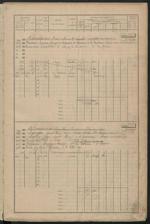 Matrice des propriétés bâties, cases 473 à 1023.