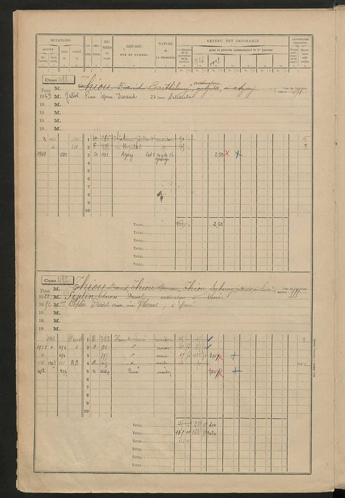 Matrice des propriétés bâties, cases 473 à 1023.
