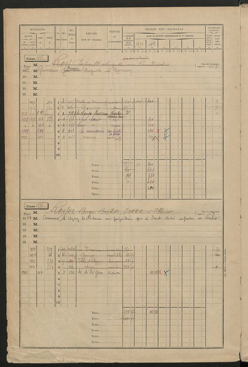 Matrice des propriétés bâties, cases 473 à 1023.