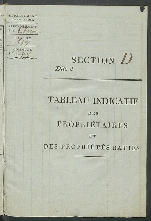 Tableau indicatif des propriétaires et des propriétés bâties.
